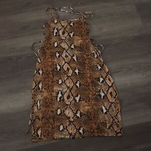 Animal Print Mini Dress with Spaghetti Straps Size XL